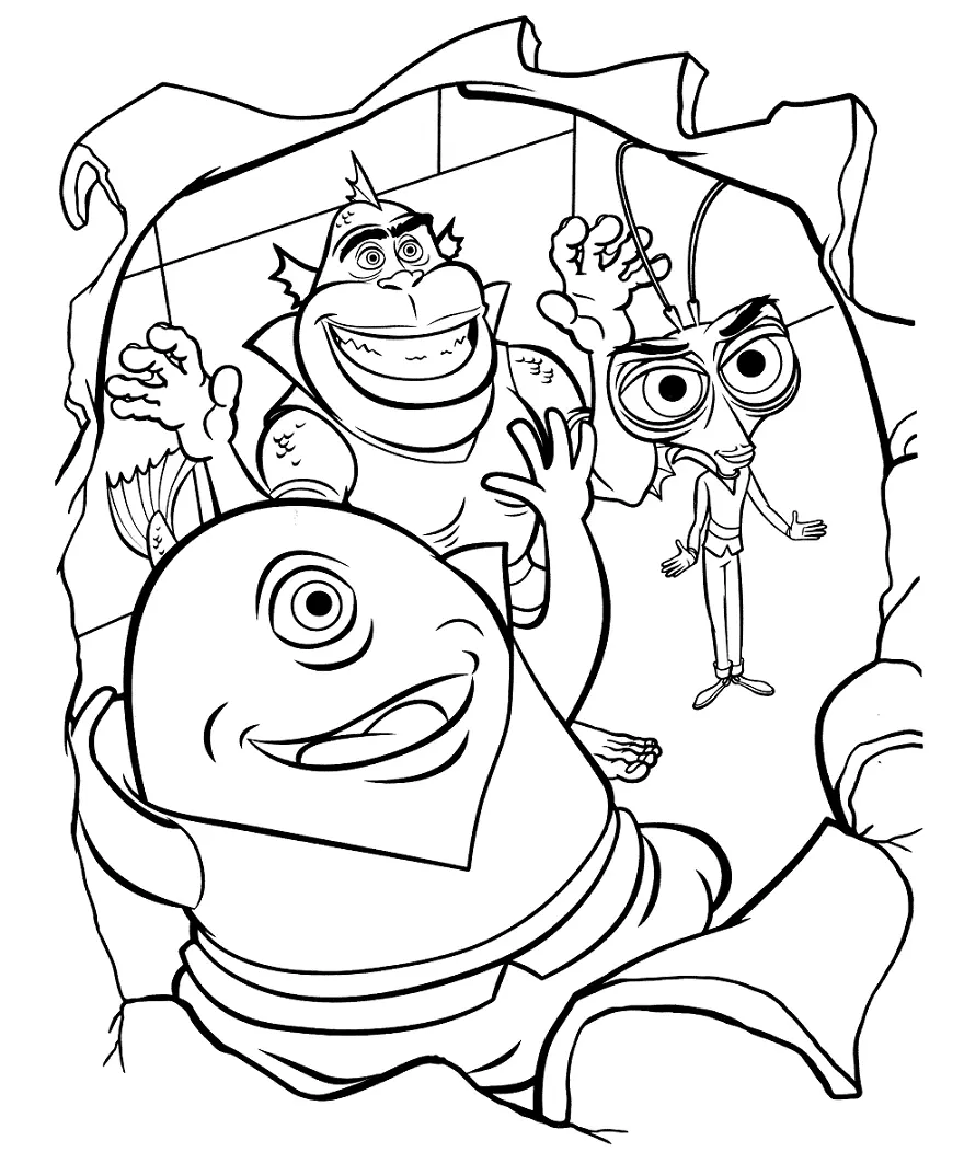 Desenhos de Monstros vs Aliens Para Colorir 37