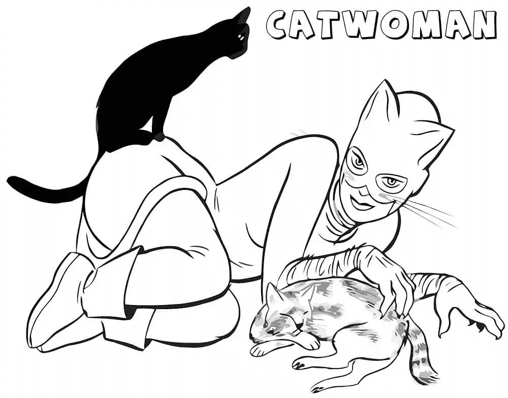 Desenhos de Mulher Gato Para Colorir 7