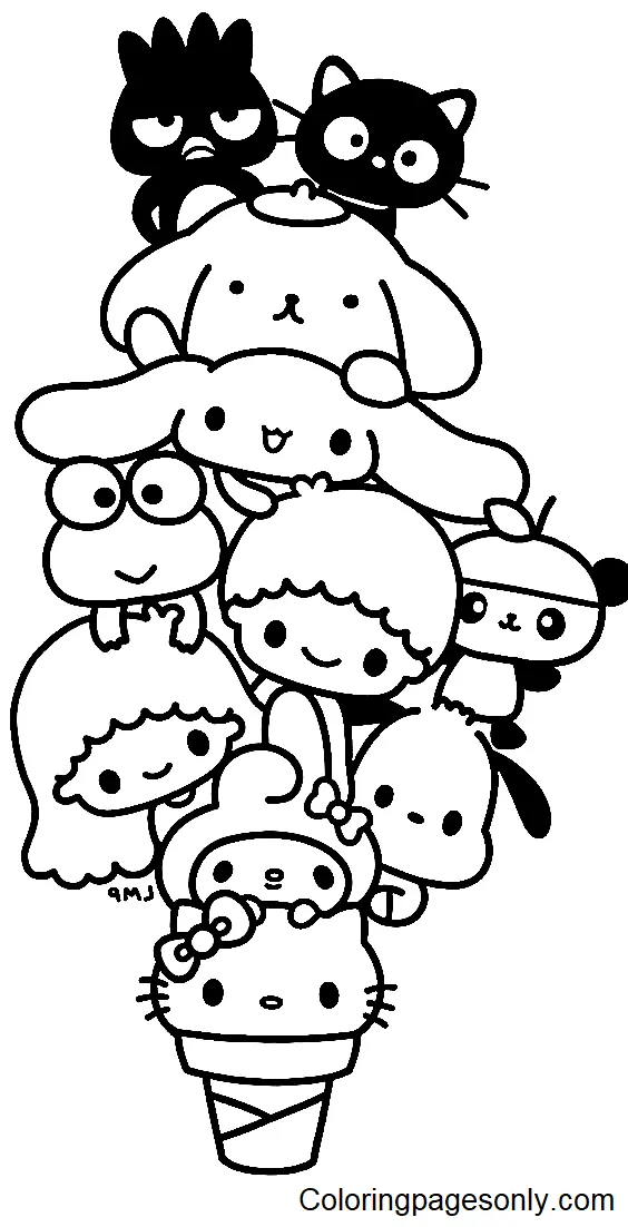 Desenhos de Personagens Sanrio Para Colorir 32