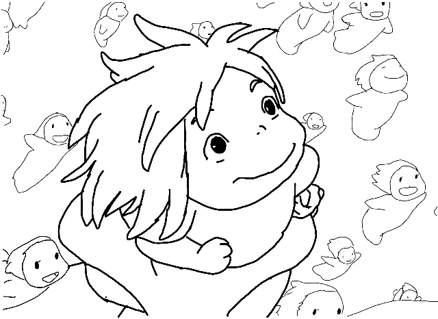 Desenhos de Ponyo Para Colorir 4