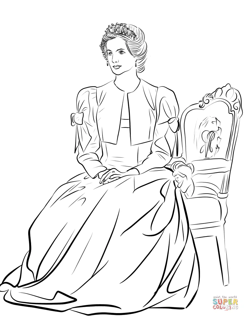 Desenhos de princesa Diana Para Colorir