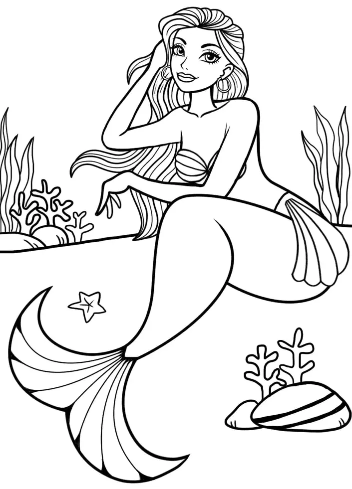 Desenhos de sereia Para Colorir 13