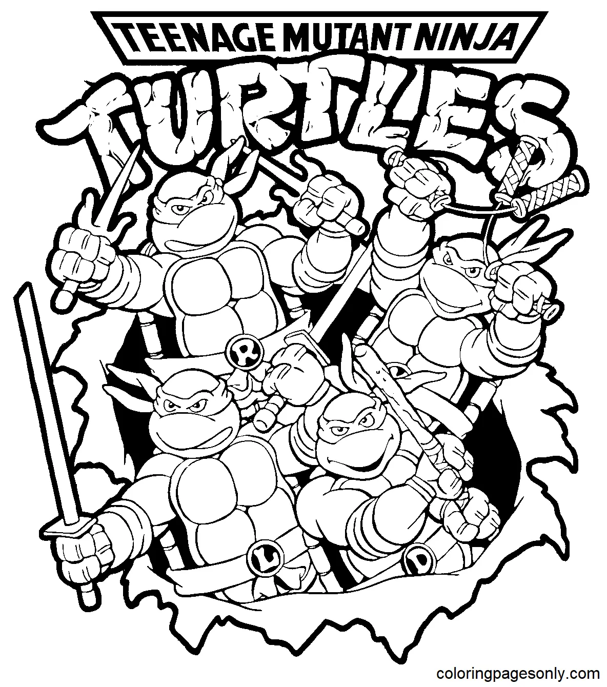 Desenhos de Tartarugas ninjas Para Colorir 33