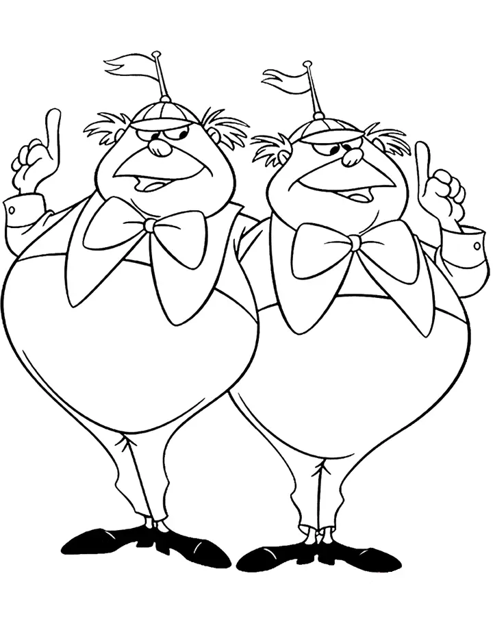 Desenhos de Tweedledum e Tweedledee Para Colorir 1