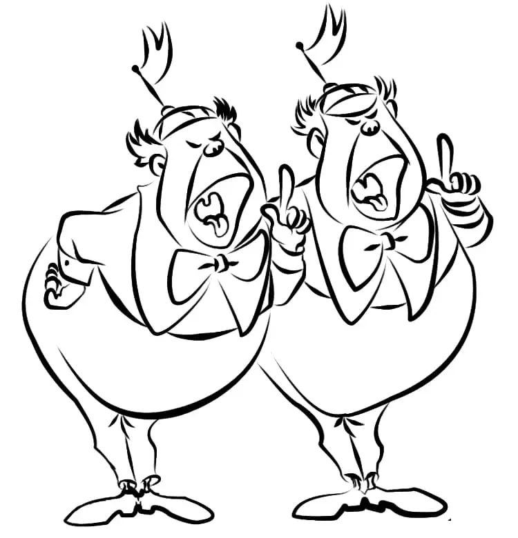 Desenhos de Tweedledum e Tweedledee Para Colorir 10