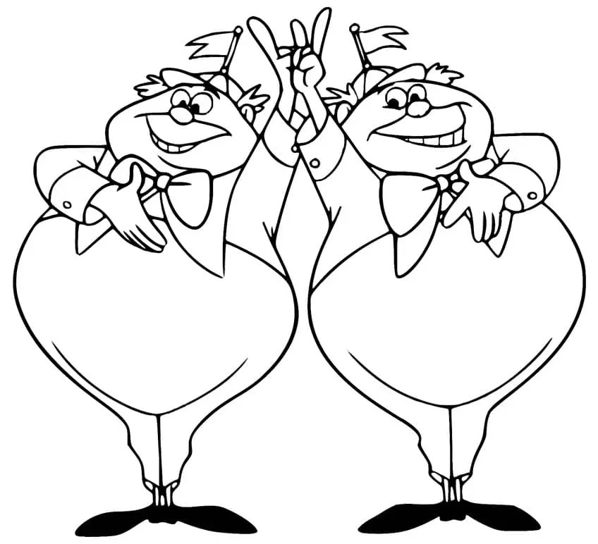 Desenhos de Tweedledum e Tweedledee Para Colorir 6