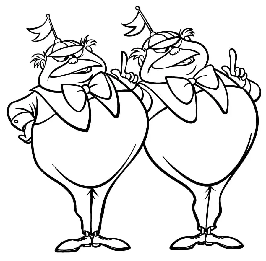 Desenhos de Tweedledum e Tweedledee Para Colorir 7