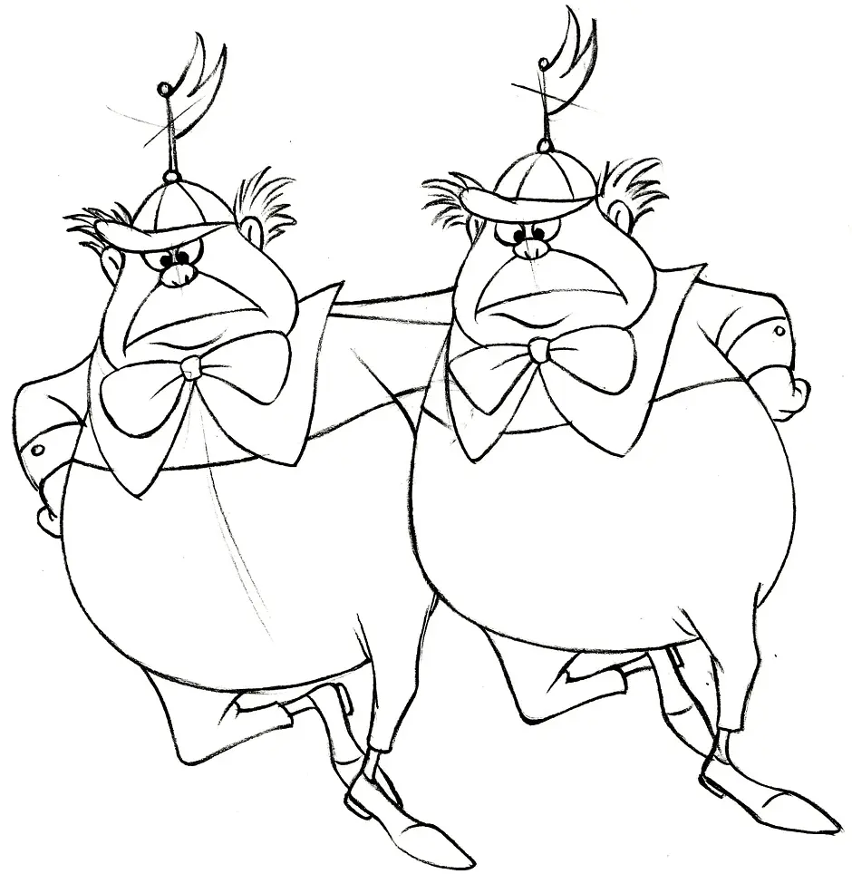 Desenhos de Tweedledum e Tweedledee Para Colorir 9