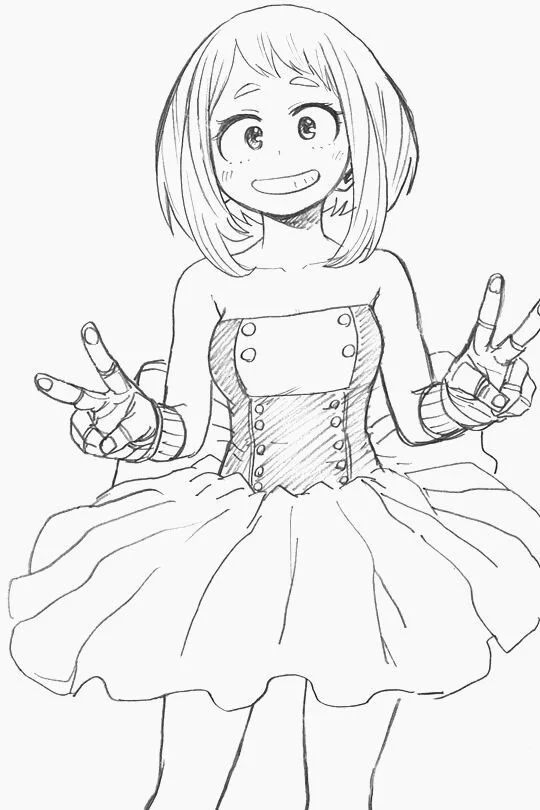 Desenhos de Uraraka Para Colorir 16