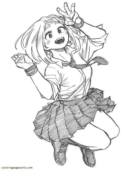 Desenhos de Uraraka Para Colorir 28