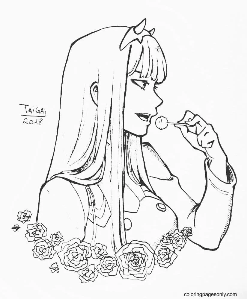 Desenhos de Zero Two Para Colorir 13