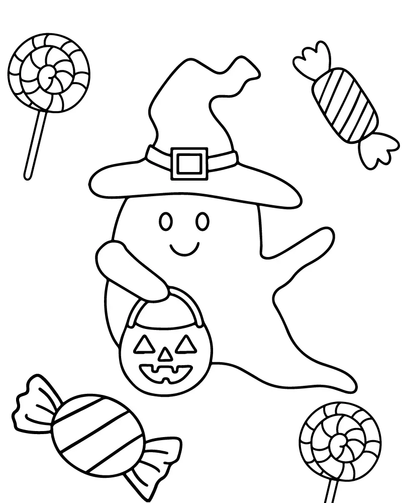 Easy Cute Halloween Coloring pages 4