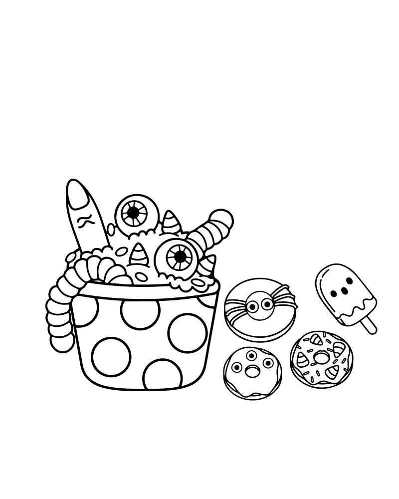 Easy Cute Halloween Coloring pages 7