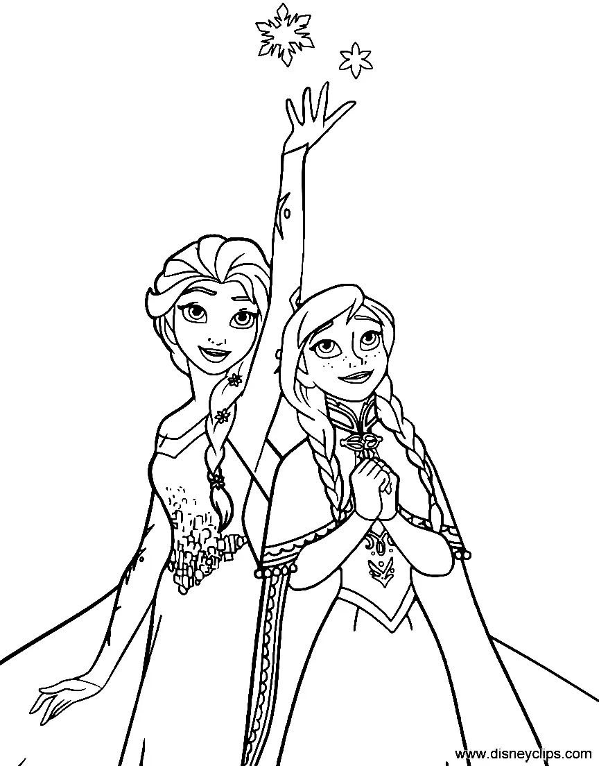 Desenhos de Elsa E Anna Para Colorir