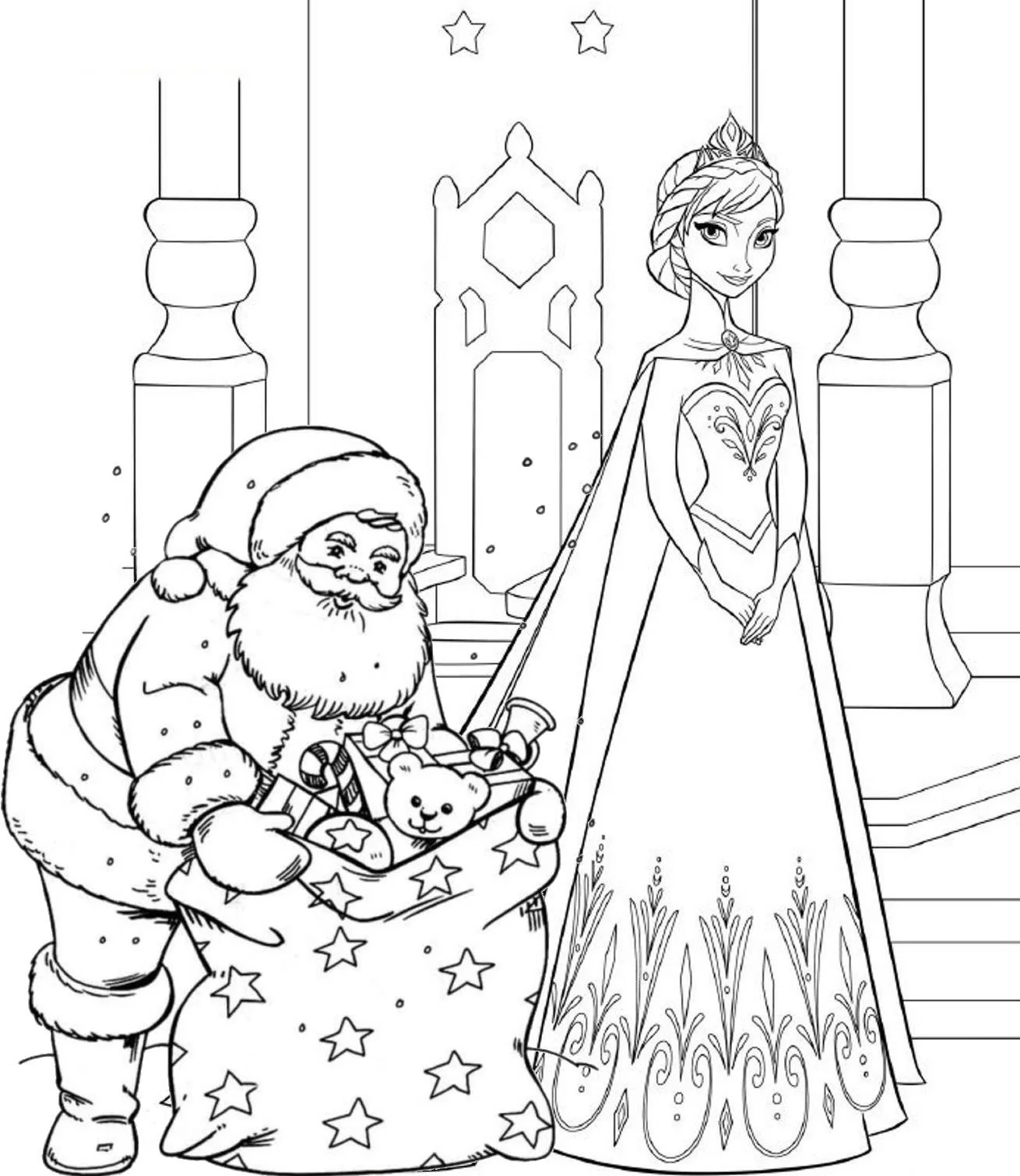 Frozen Christmas Coloring Pages 2