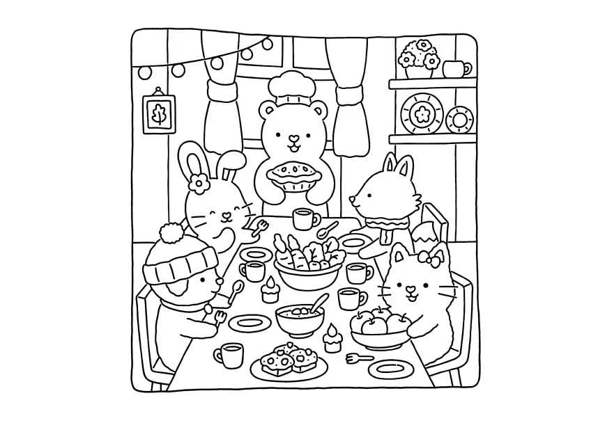 Fuzzy Hygge Coloring Pages 1