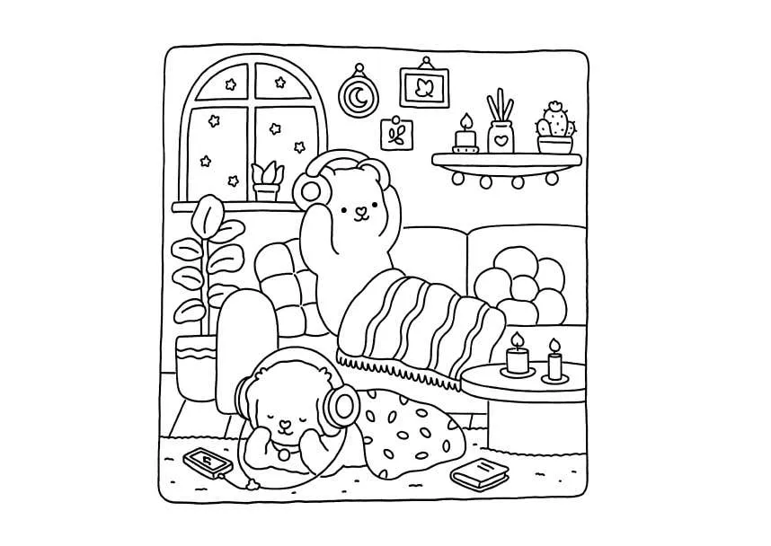 Fuzzy Hygge Coloring Pages 38