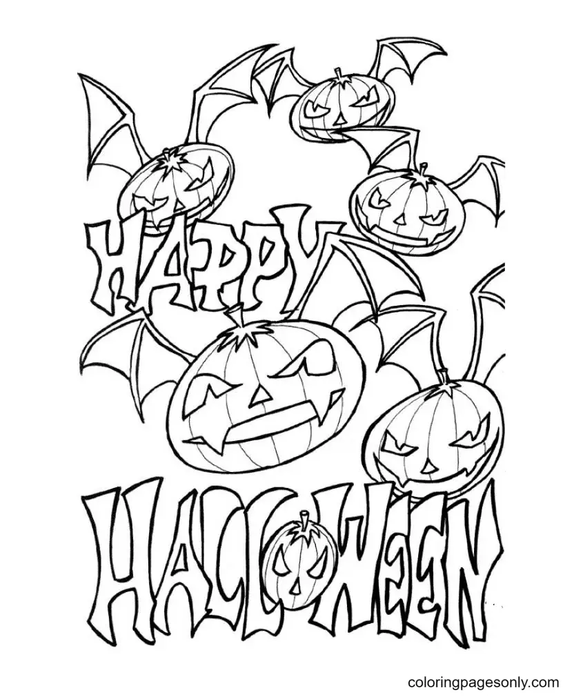 Halloween Bats Coloring Pages 1