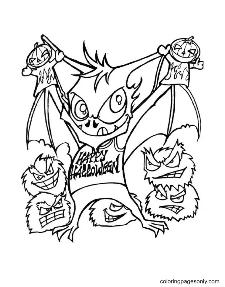 Halloween Bats Coloring Pages 2