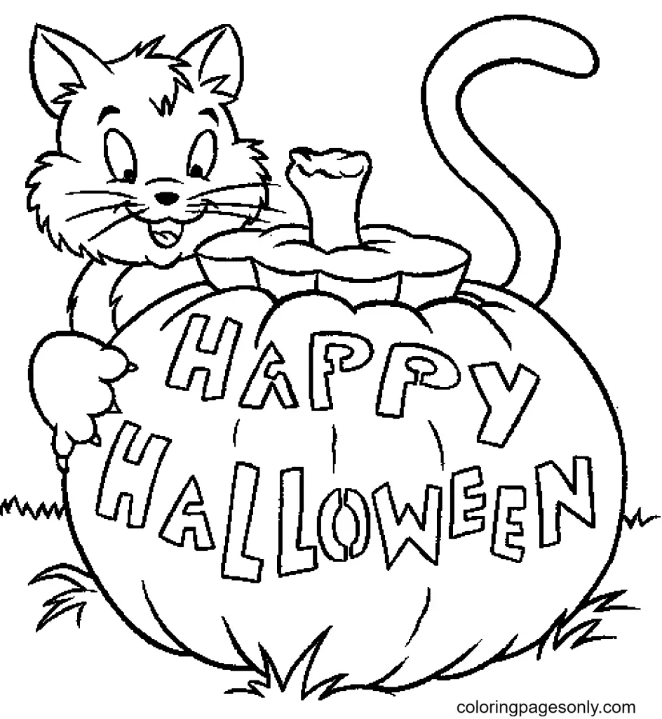 Halloween Cats Coloring Pages 15