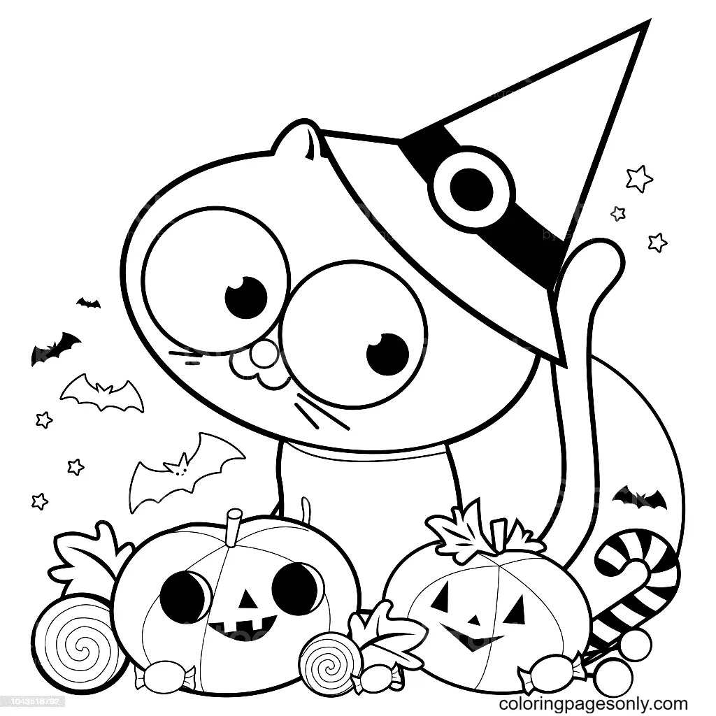 Halloween Cats Coloring Pages 5