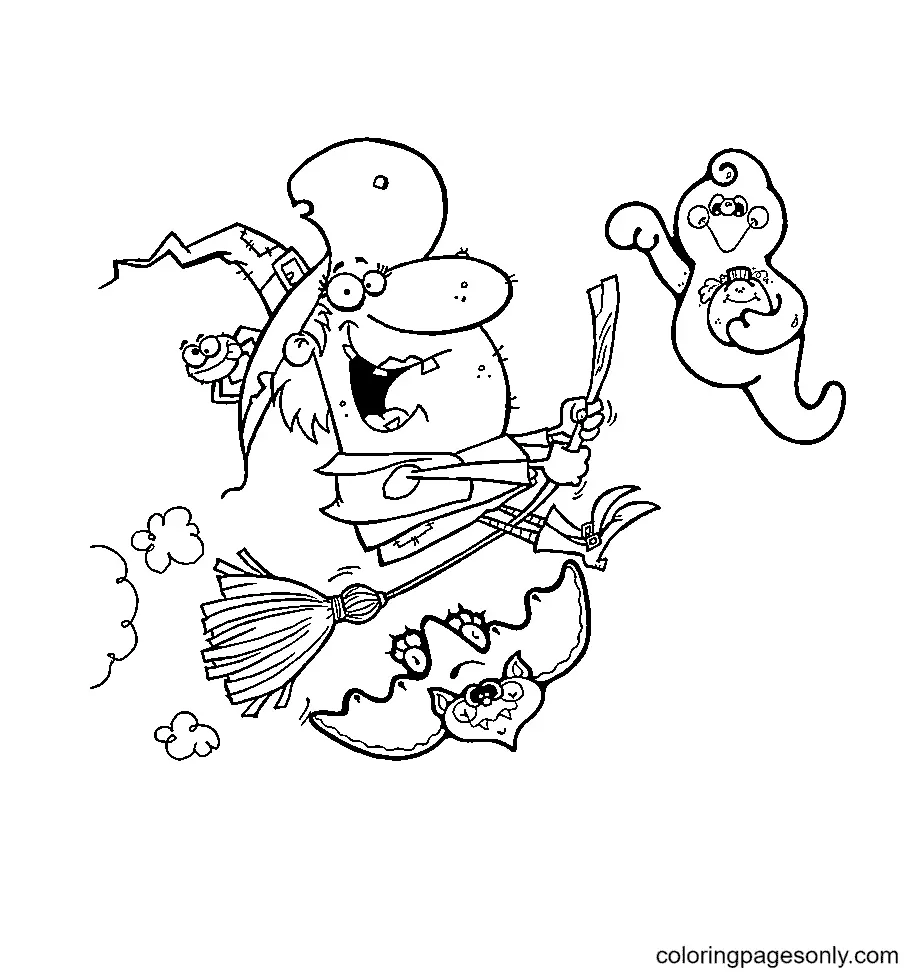 Brujas Halloween Para Colorear 107
