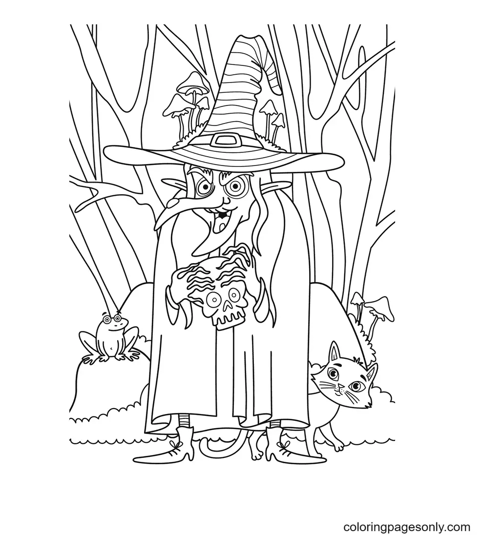Ausmalbilder Halloween Hexe 80