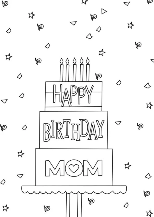 Happy Birthday Mom Coloring Pages 2