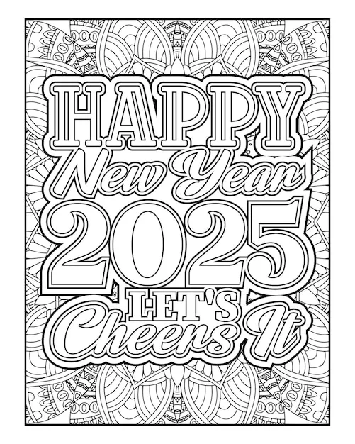 Happy New Year 2025 Coloring Pages 10