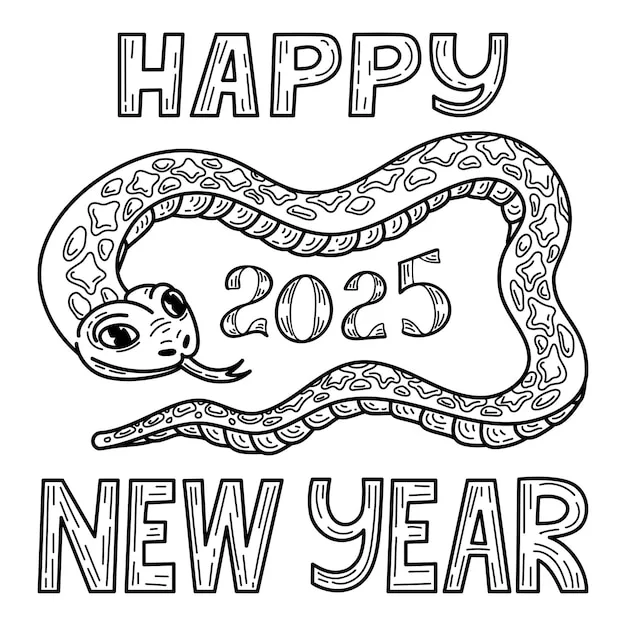 Happy New Year 2025 Coloring Pages 12