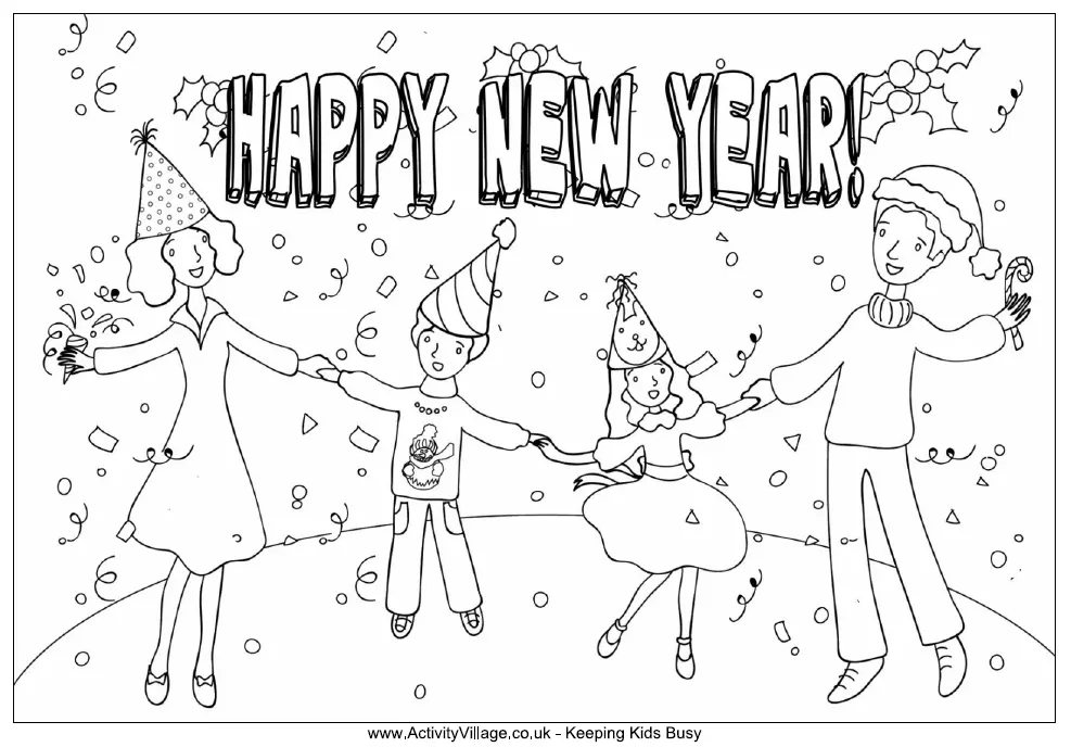 Happy New Year 2025 Coloring Pages 15