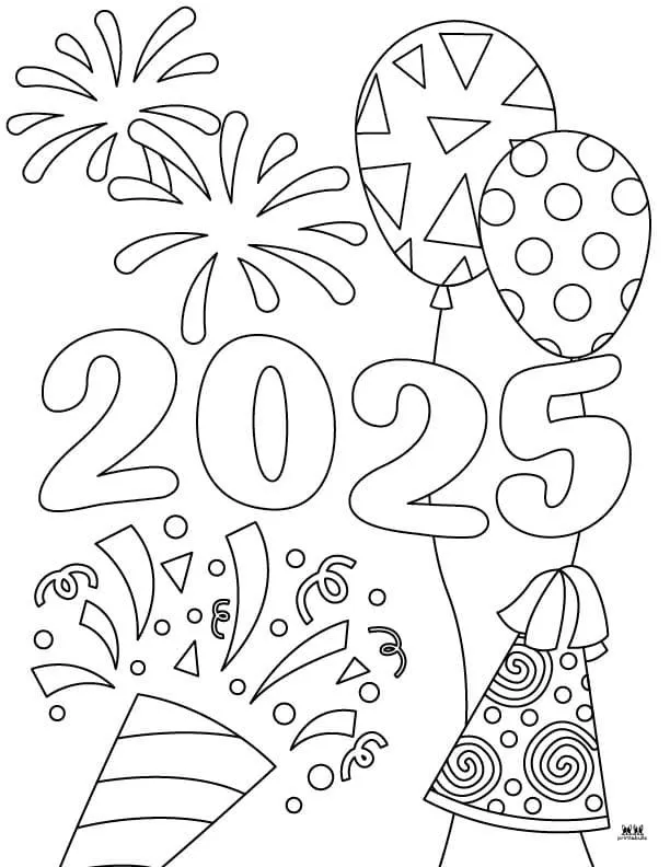 Happy New Year 2025 Coloring Pages 2