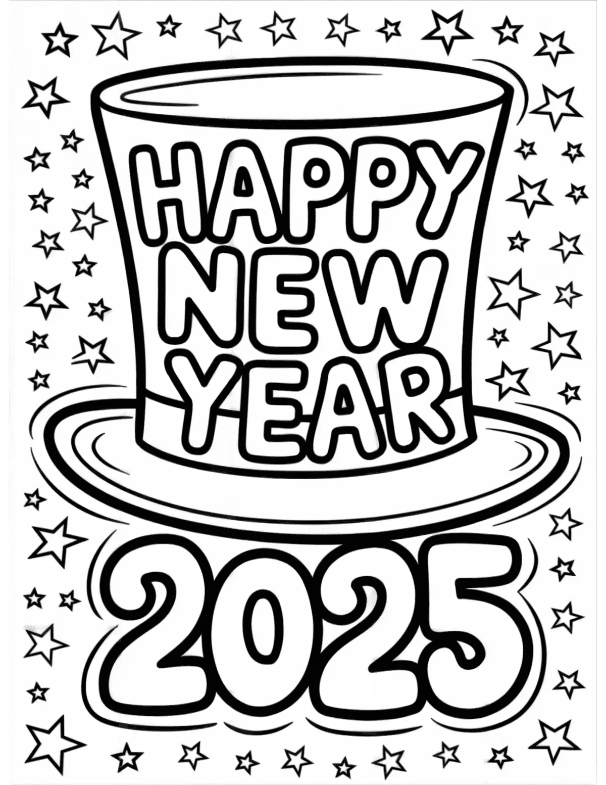 Happy New Year 2025 Coloring Pages 4