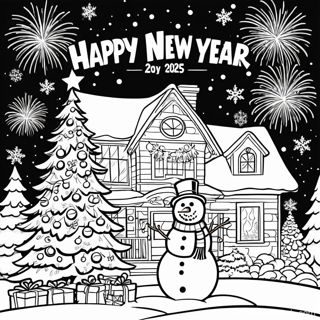 Happy New Year 2025 Coloring Pages 5