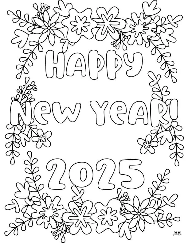 Happy New Year 2025 Coloring Pages 7