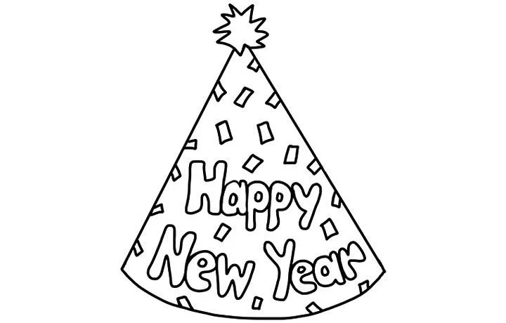 Happy New Year Hat Coloring Pages 12