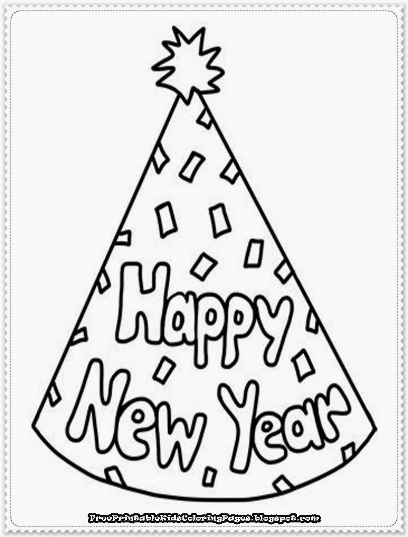 Happy New Year Hat Coloring Pages 14