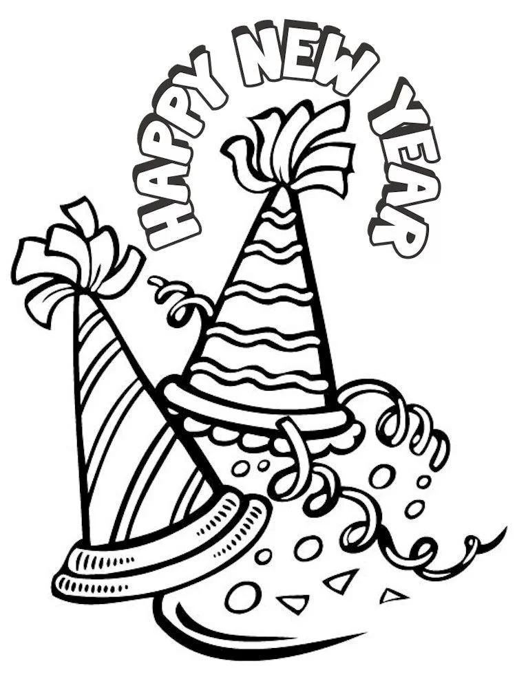 Happy New Year Hat Coloring Pages 6