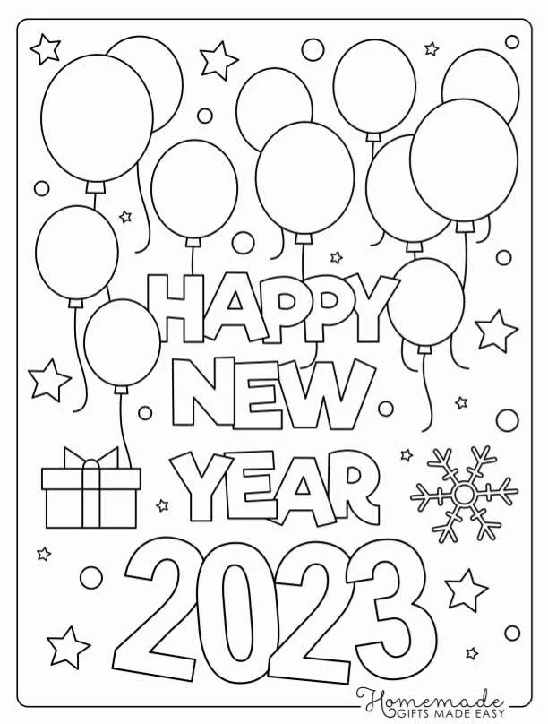 Happy New Years Coloring Pages 2023