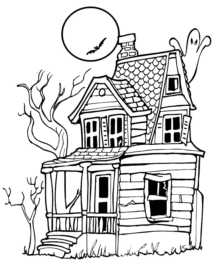 Haunted House Coloring Pages 1