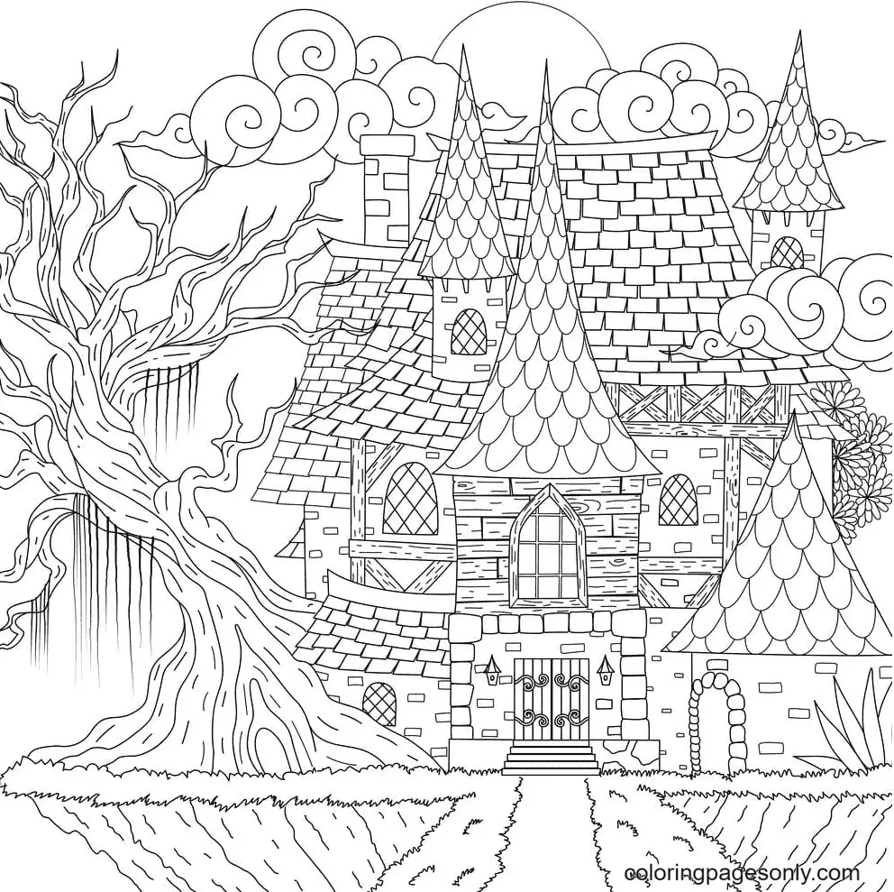 Haunted House Coloring Pages 28