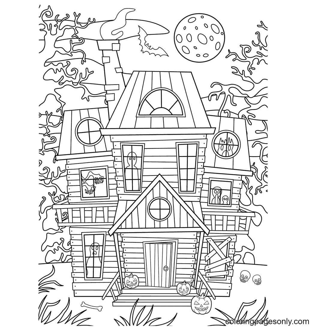 Haunted House Coloring Pages 37