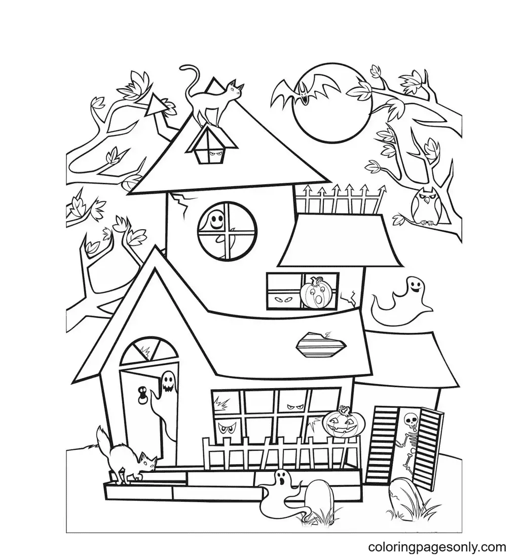 Desenhos de Casa Assombrada Para Colorir 45