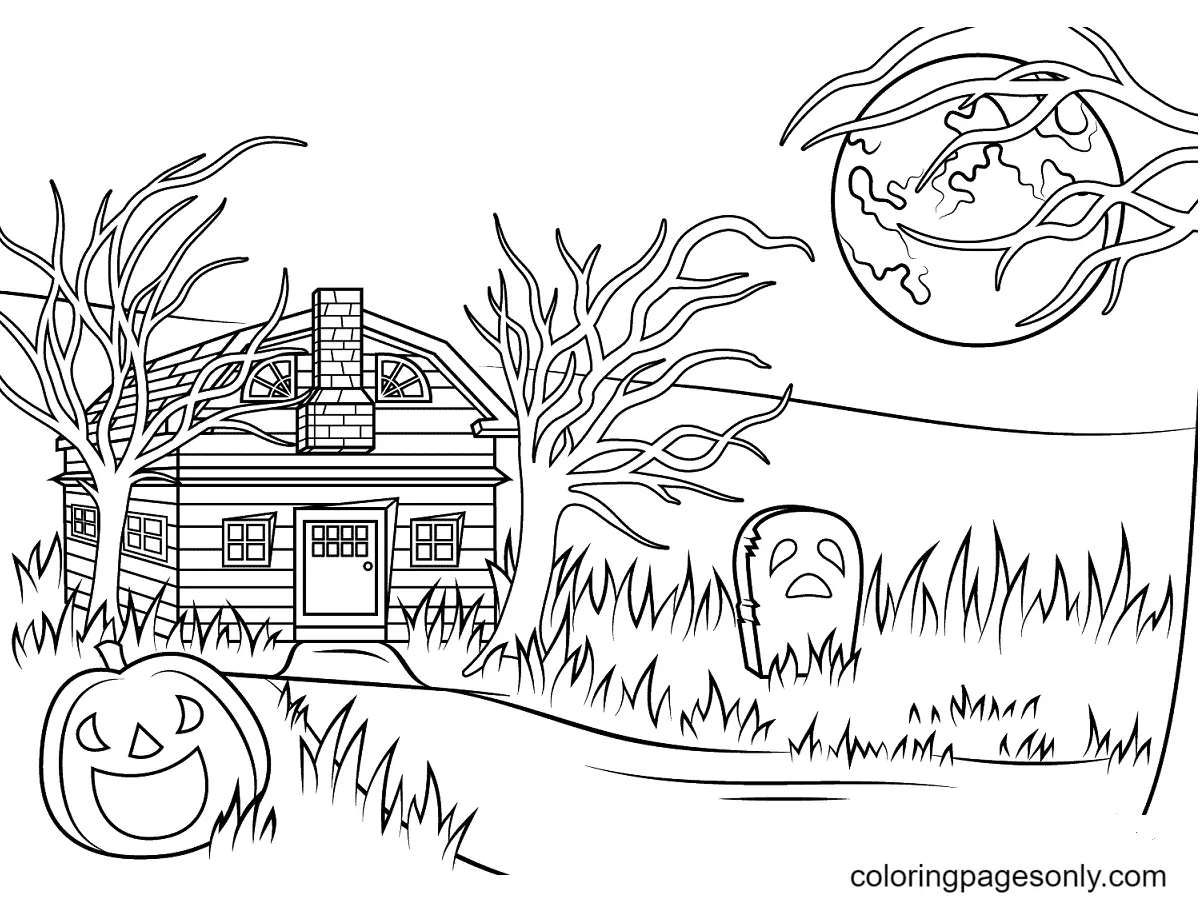 Desenhos de Casa Assombrada Para Colorir 52