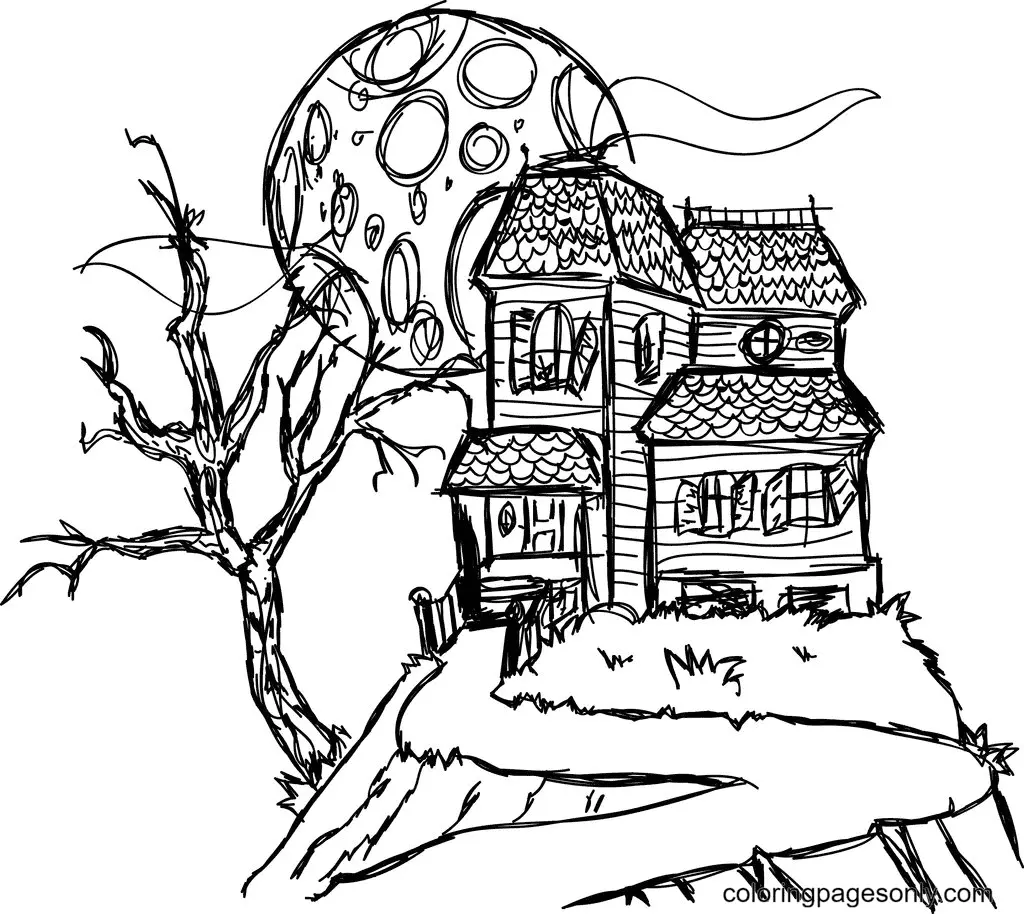 Haunted House Coloring Pages 56