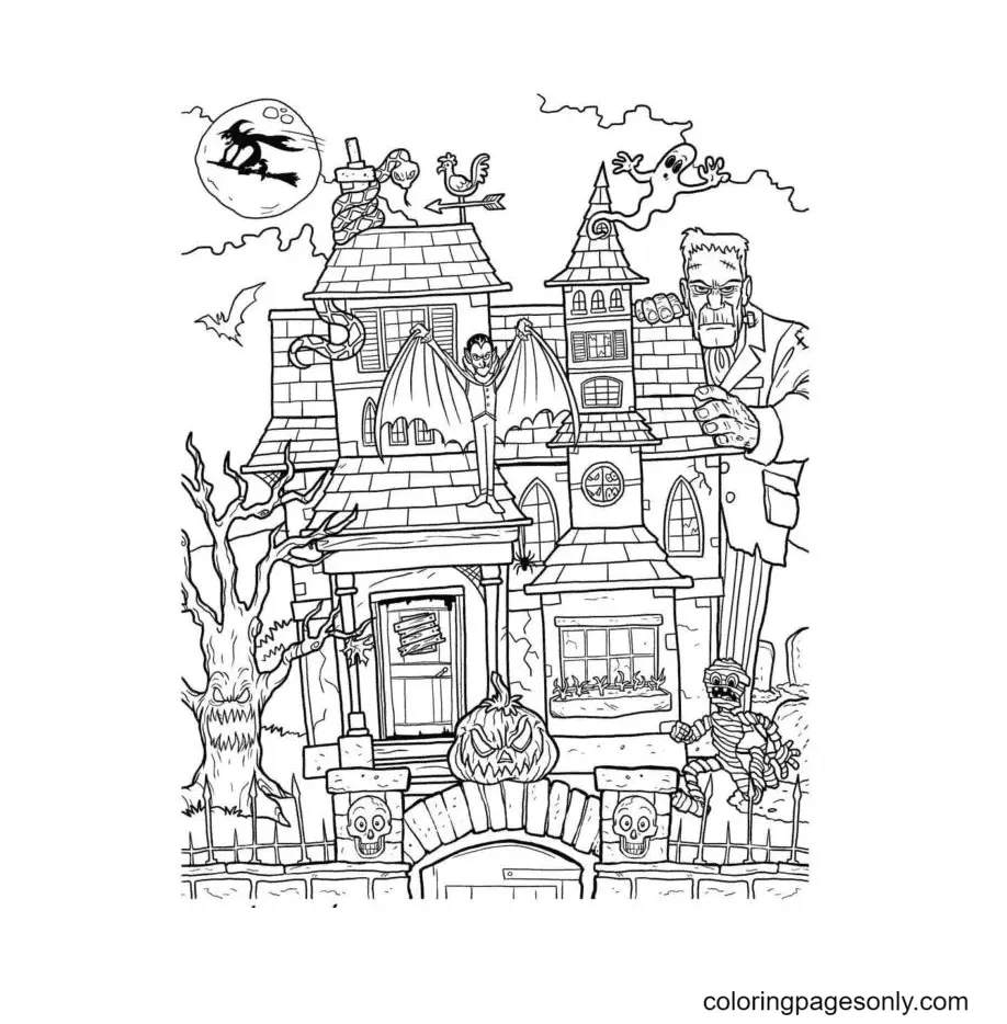 Haunted House Coloring Pages 9