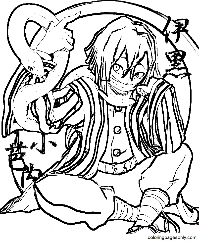 Iguro Obanai Coloring Pages 7