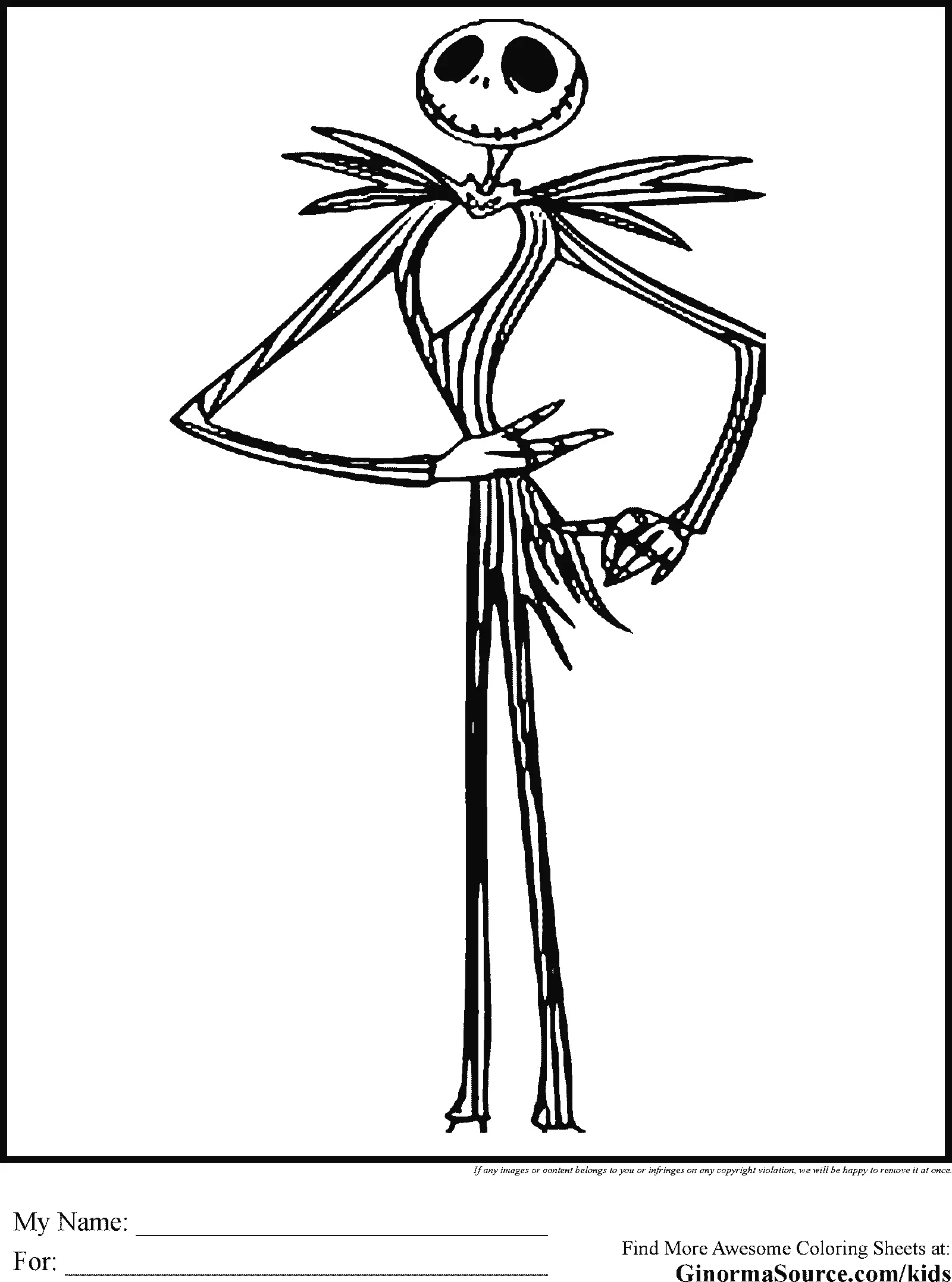 Jack Skellington Para Colorear 3