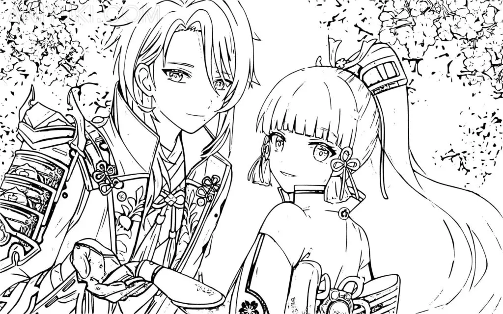 Desenhos de Kamisato Ayaka Para Colorir 13