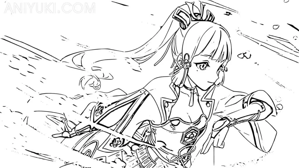 Desenhos de Kamisato Ayaka Para Colorir 23